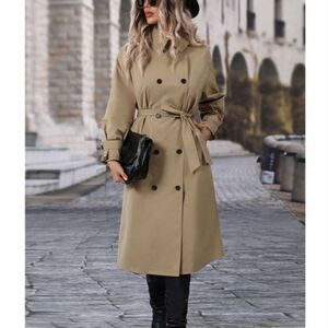 Lapentry Khaki Double-Breasted Trench Coat sz Lg